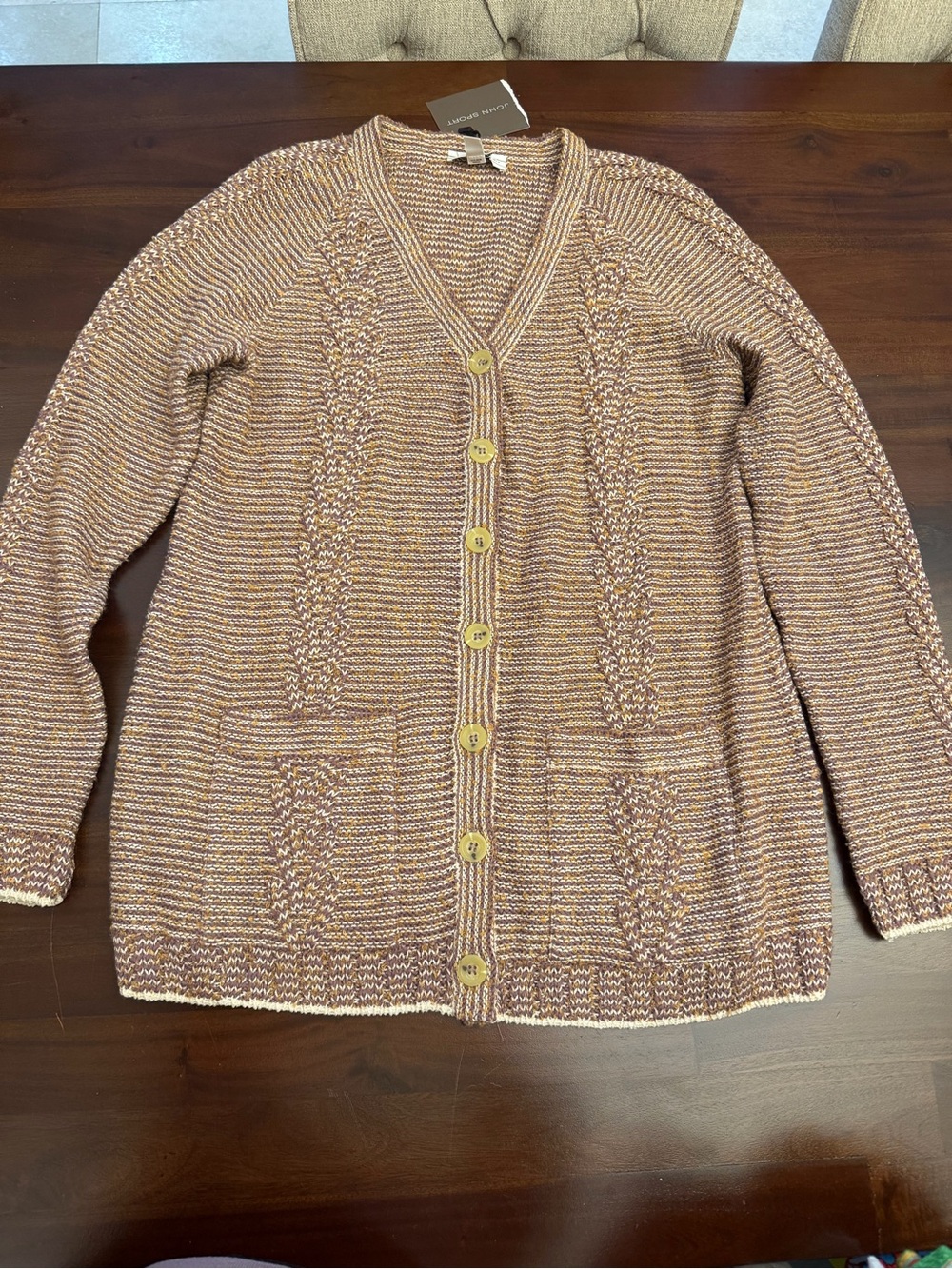NWT ST. JOHN SPORT Button-Up Cable Cardigan Sweater - Picture 2 of 6